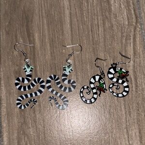 Striped Snake Earrings